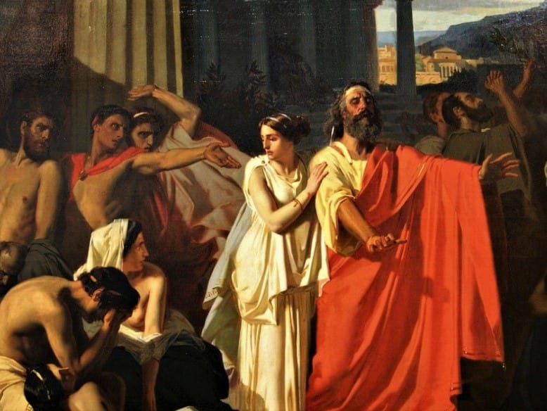 Vyhoštění Oidipa a Antigony z Théb (Eugène Ernest Hillemacher)